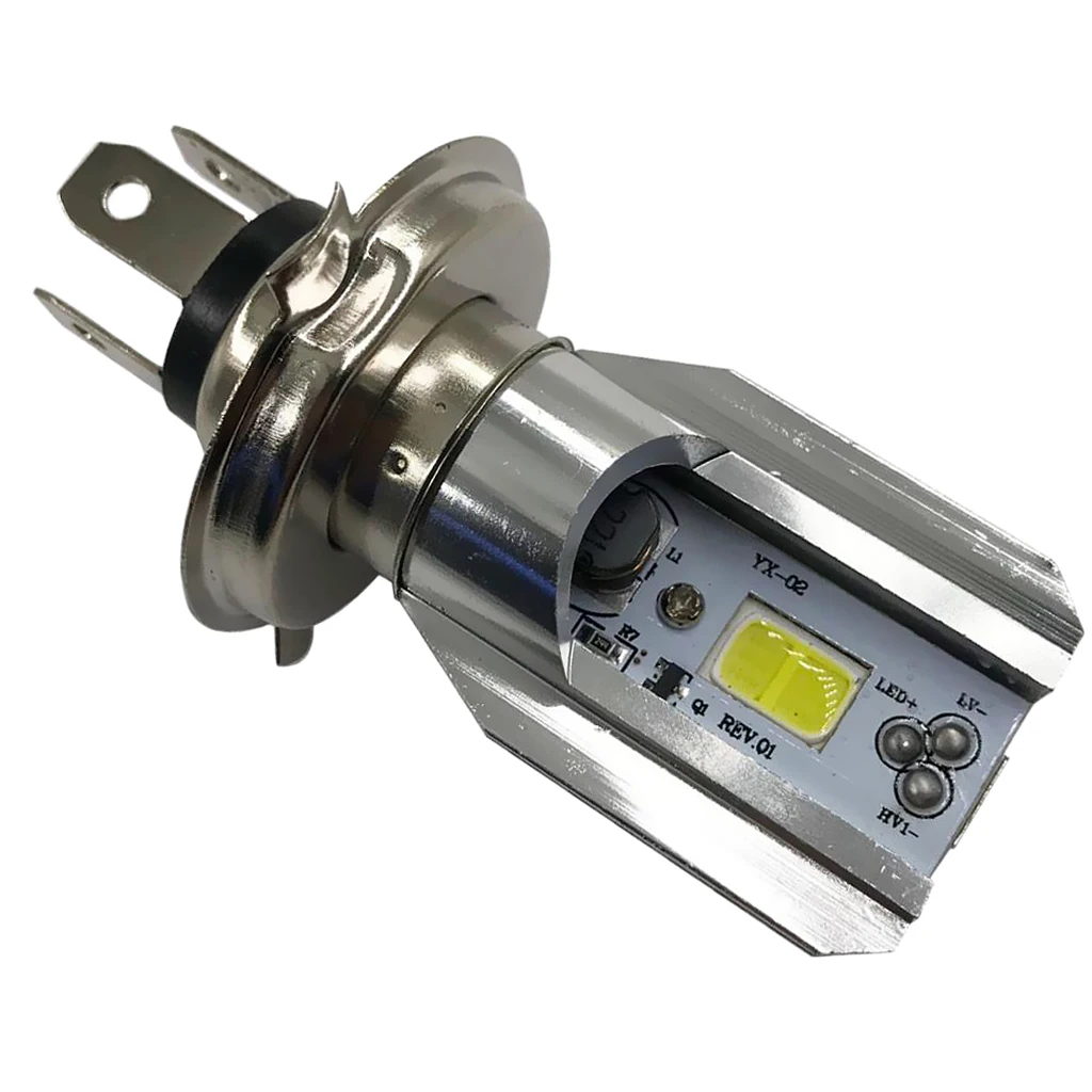 H4 BA20D DC 6V-80V 6W 6500K COB LED Motorcycle Hi/Lo Beam Headlight Bulb Long Lifespan Waterproof and Anti-Corrosion