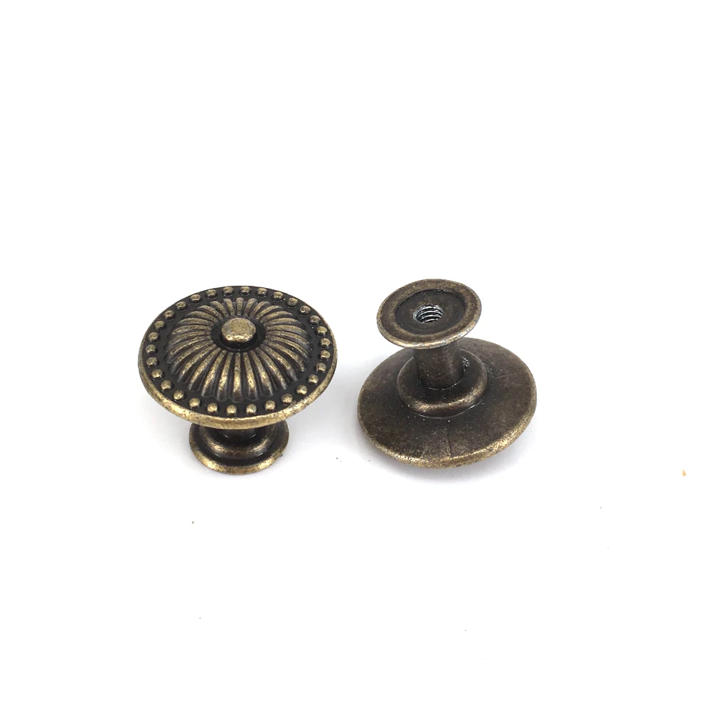5PCS 24mm Drawer Knobs Pulls Antique Bronze Small Dresser Knobs Metal Rustic Cabinet Knobs Decorative Furniture Hardware