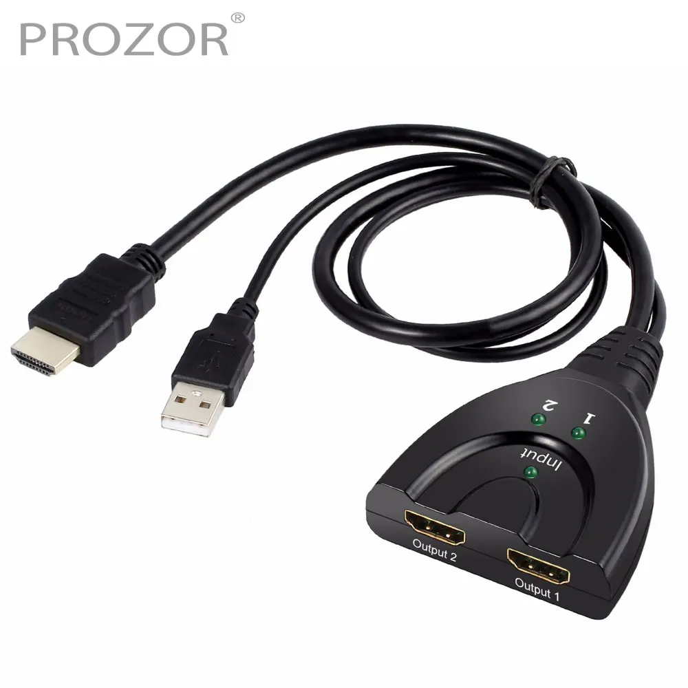 Prozor Mini 2 Way HDMI Splitter Adapter Cable 1.4b 4K*2K 1080P Switcher