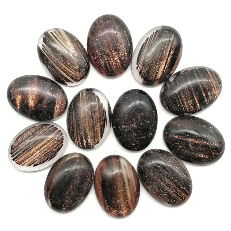 

12Pcs 25x18x7mm Black Rutilated Quartzs Oval Cab Cabochon yl31503(Send Randomly)