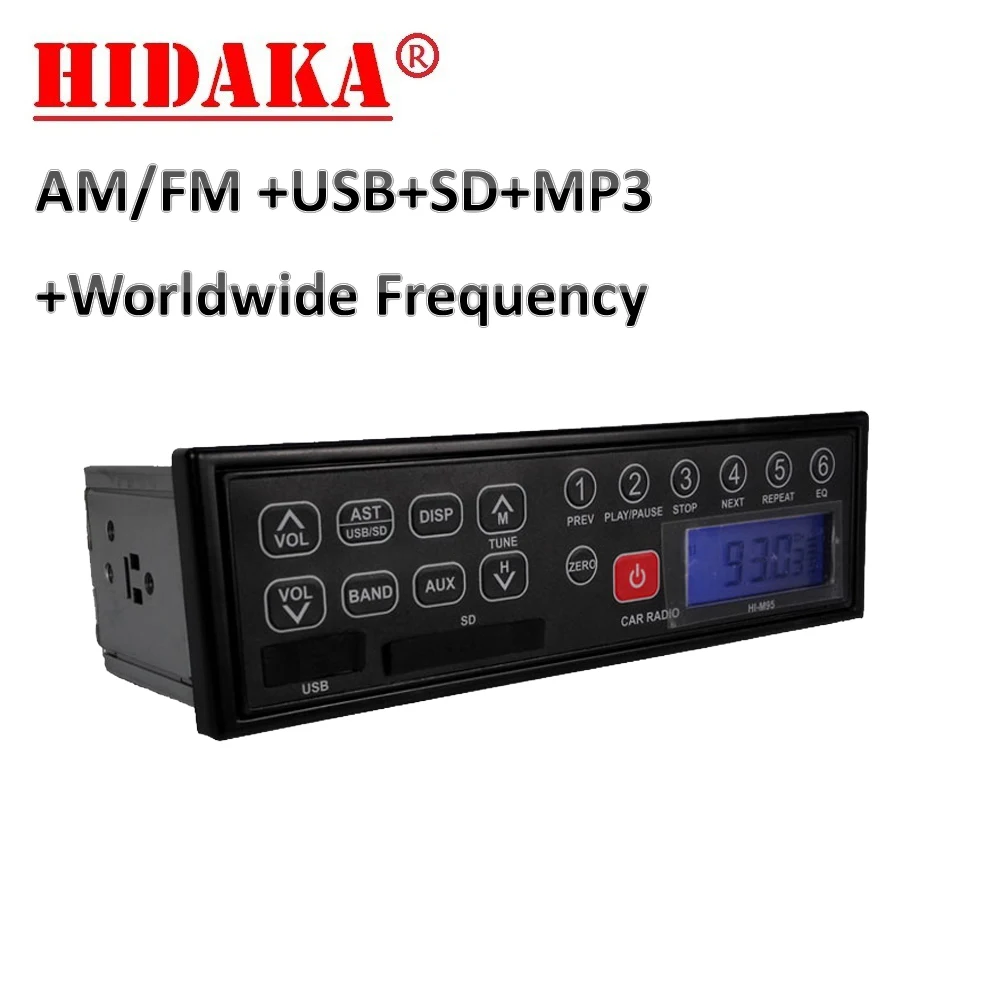 

HIDAKA M95 1Din FM Car radio In-Dash with USB SD for Sumitomo Takeuchi Hitachi Komastu Excavator 12V 24V IP6X Real Time Clock