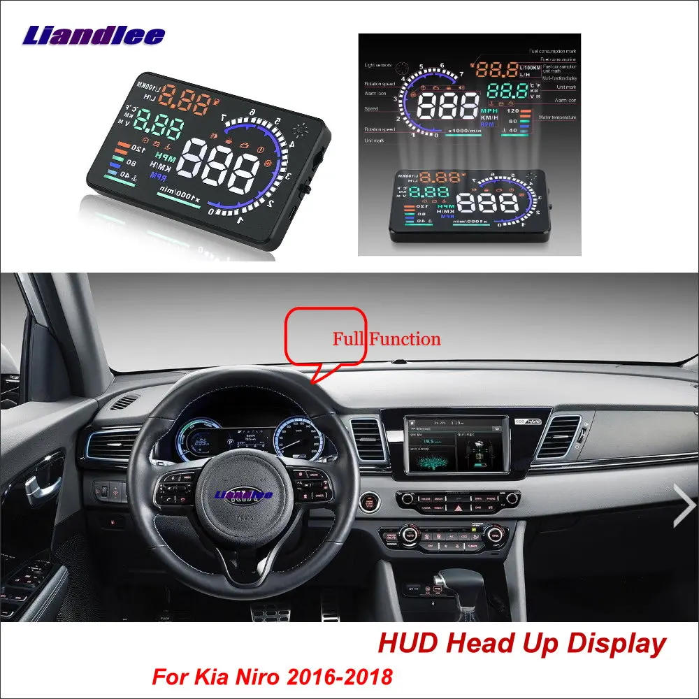 Полнофункциональный Автомобильный дисплей на лобовое стекло Liandlee HUD для Kia Niro 2016