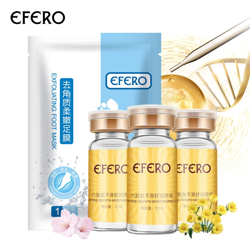 

efero 3pcs Face Cream Anti Wrinkle Serum Face Whitening Cream Skin Care Anti Aging+1pack Baby Feet Exfoliating Foot Mask