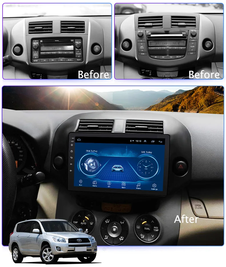 

Super Slim Touch Screen Android 8.1 radio GPS Navigation for toyota rav4 2011-2010 headunit tablets Stereo Multimedia Bluetooth