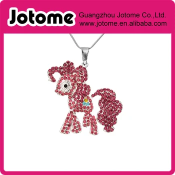 

Newest ! 50mm*45mm Lovely Pony With Rose Full Rhinestone Pendants