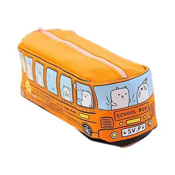 

Cute School Bus Pencil Case,large capacity canvas car pencil bag