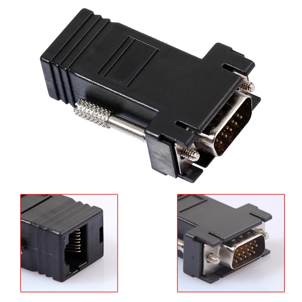 VGA Extender Male To Lan Cat5 Cat5e/6 RJ45 Female Adapter