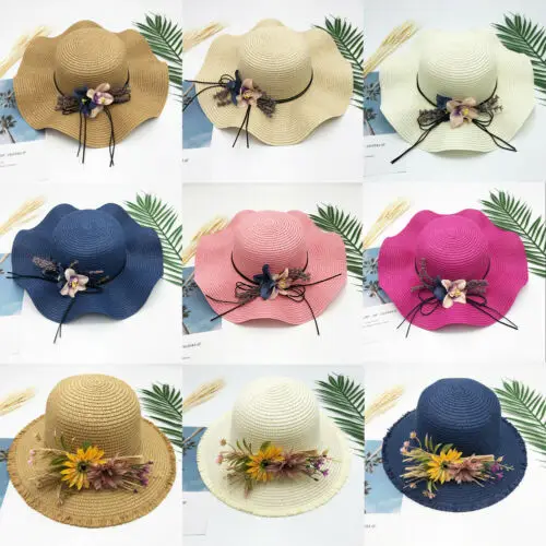 

Ladies Summer Straw Foldable Travel Sun Hat Women Beach Caps Bowknot Sun Hats