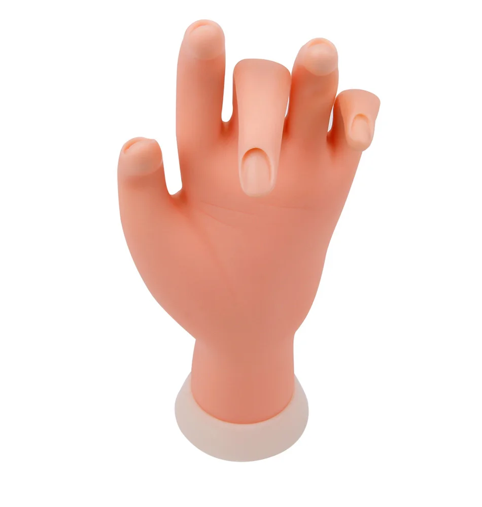 Nail Practice Hand Model Flexible Movable Silicone Prosthetic Soft Fake Hands for Nail Art Training Display Model Manicure Tool