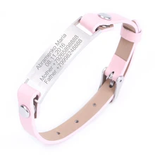 Personalized Women Leatherwear ID Bracelet Gift Lettering Name Bracelets Kids Jewelry Custom Engraved Wristband Stainless Steel personalized stainless steel black silicone men bracelet gift men s id bracelets for man male jewelry custom engraved name