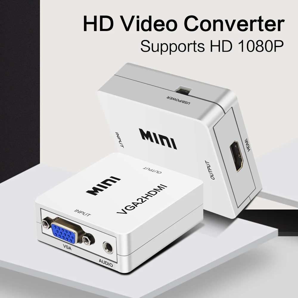 Мини преобразователь из VGA в HDMI с HD 1080P аудио адаптер разъем VGA2HDMI для ноутбука ПК