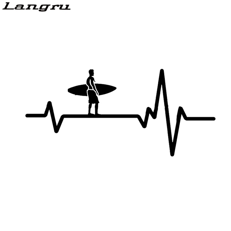 Langru Серфер сердце Beat линия серфинга Декор автомобиля стикеры аксессуары
