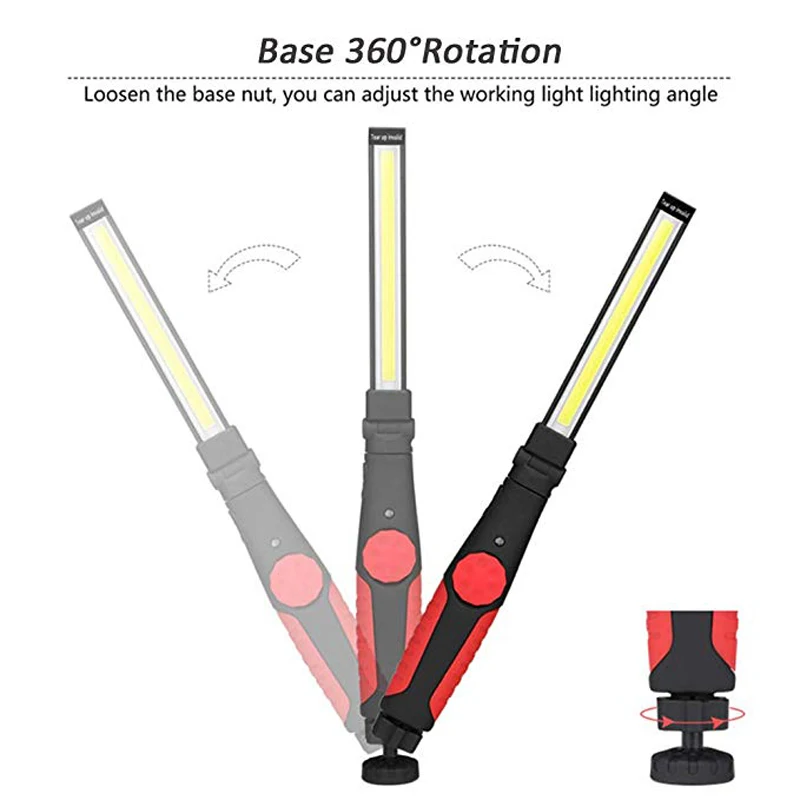 Светодиодный перезаряжаемый рабочий свет COB контрольная лампа с поворотным переключателем Поворотная Магнитная база Автомобильная ремонтная мастерская гаража аварийная - Испускаемый цвет: Красный