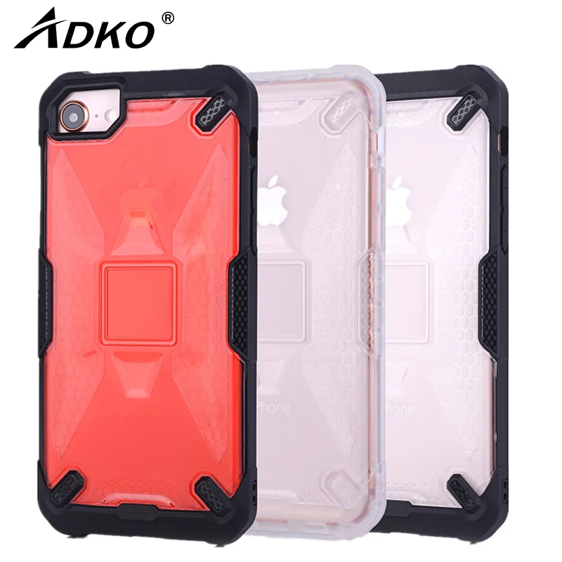 

ADKO Luxury Transparent Silicone Coque For Apple iPhone 8 Case Shockproof Protect Hybrid Hard PC Impact 6/7/8 Plus