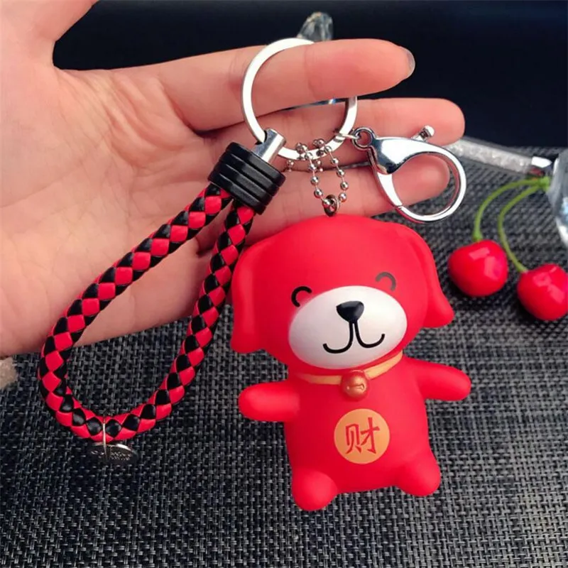 NEW Chinese Dog Year Dachshund Keychain Bag Charms Pendant Keys Holder