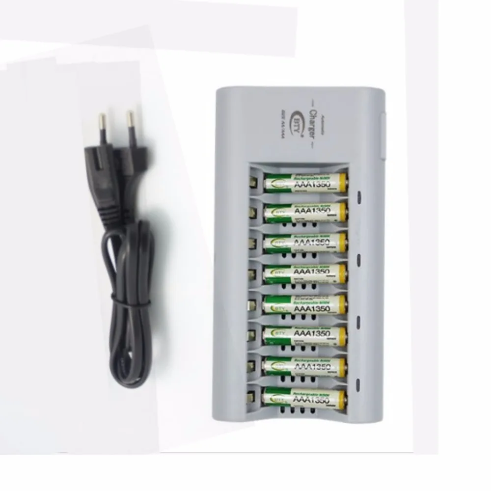 BTY 8x AAA 1350 серия 350 мАч 1 2 в Ni-MH перезаряжаемая батарея и 1x стандартная AA зарядное