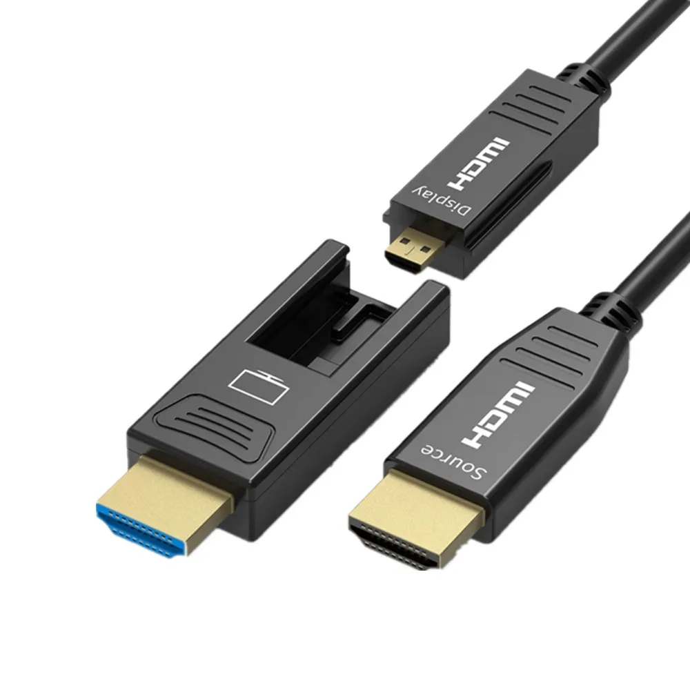 Микро HDMI оптический кабель 4K 60Hz HDMI кабель 2,0 папа-папа HD кабель 18 Гбит/с для HD tv Box HDR компьютерный проектор черный - Цвет: Черный