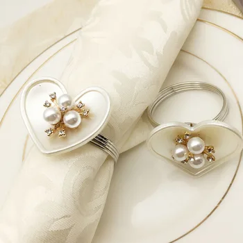 

5PCS hotel table set table love pearl mouth cloth ring napkin buckle napkin ring cloth ring mat towel ring