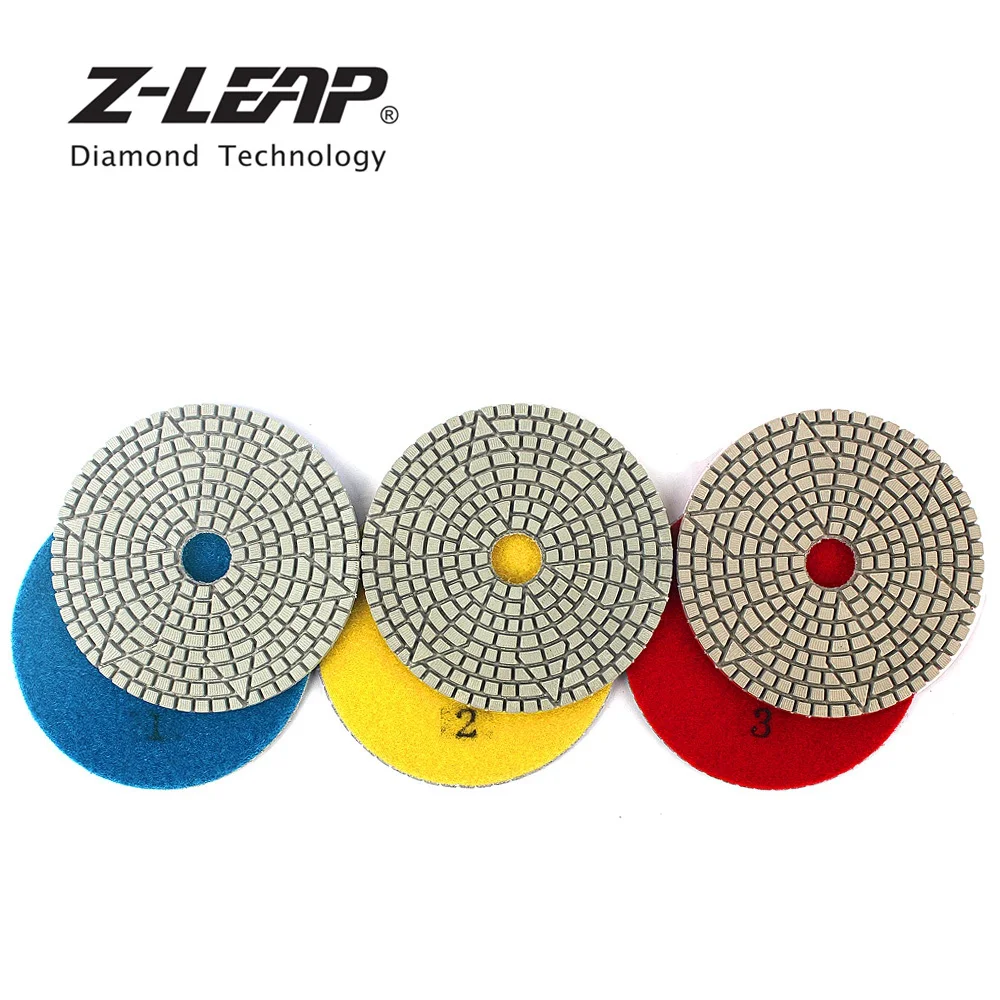 Z-LEAP 100 мм 3 шаг Diamond полировки колеса 3 шт./компл. качества для Гранит Мрамор плитка шлифовки и полировки угловой шлифовальный круг