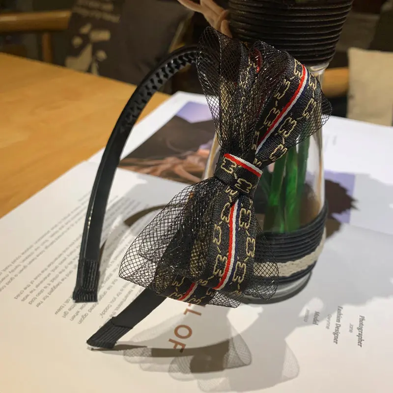 Летние новые корейские кружевные повязки на голову с бантом и буквами ...