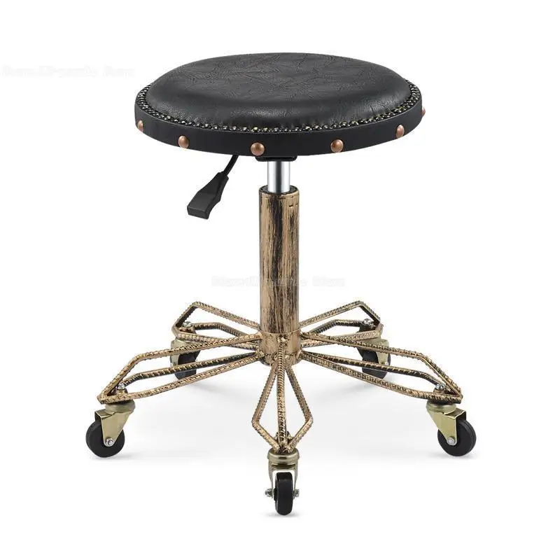 Регулируемые по высоте стулья для вышивки ногтей с высокой эластичной губкой ретро бронзовое парикмахерское кресло вращающееся подъемное кресло для красоты - Цвет: Style 12