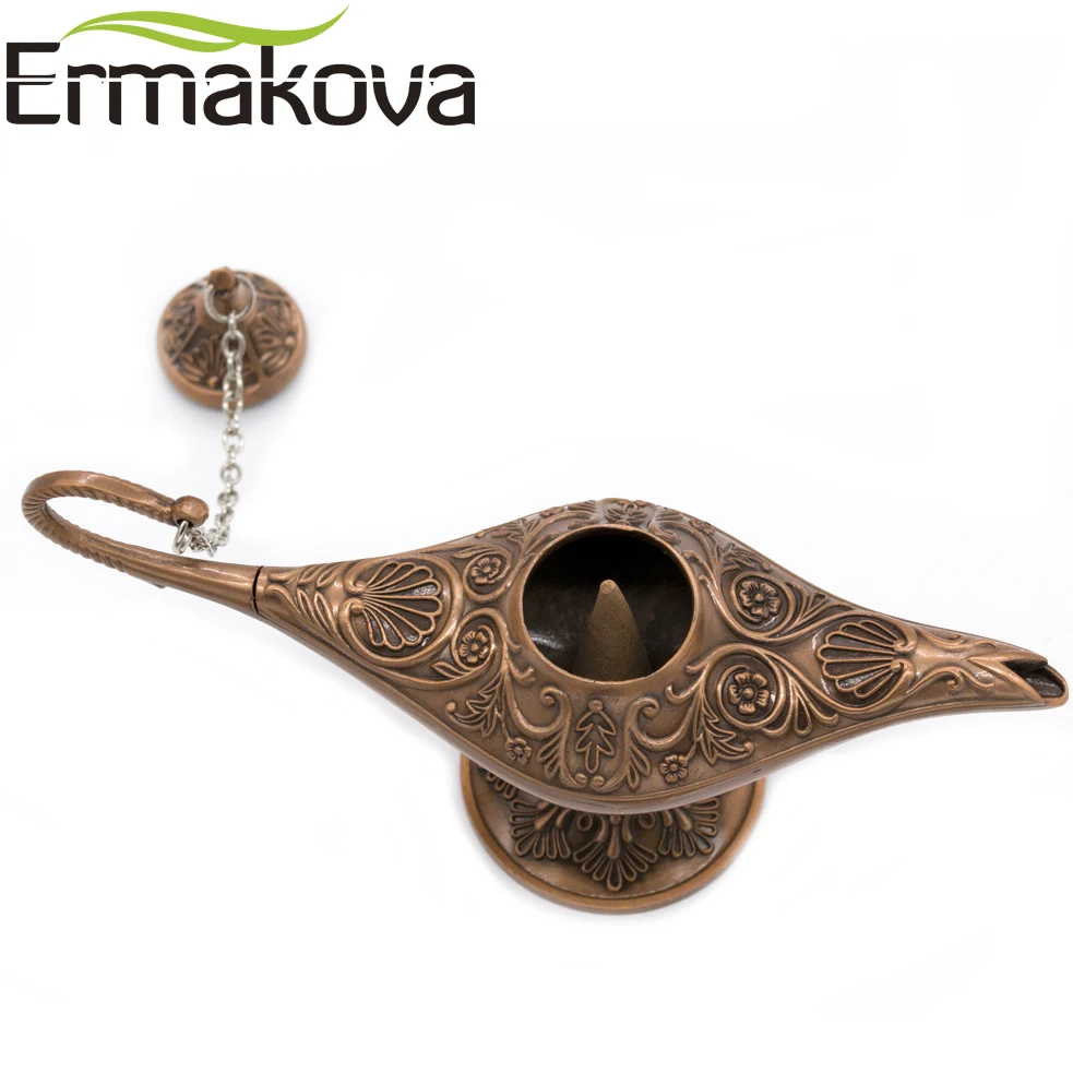 ERMAKOVA 12 см мини металлическая красная бронзовая волшебная лампа Genie в стиле ретро