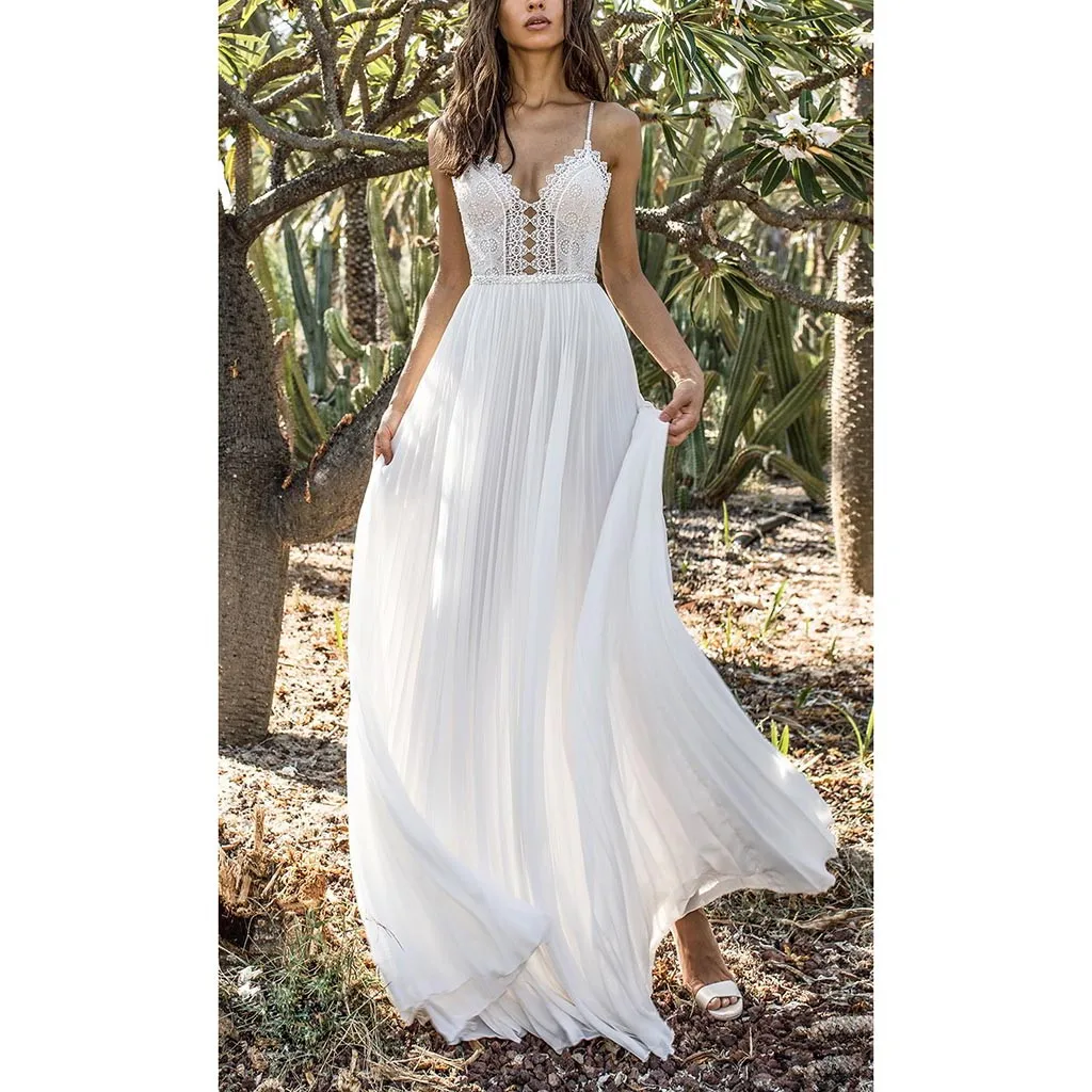

Sundress Women Clothes 2019 Spaghetti Strap Solid White Dress vestido blanco sukienki na wesele damskie robe ceremonie femme