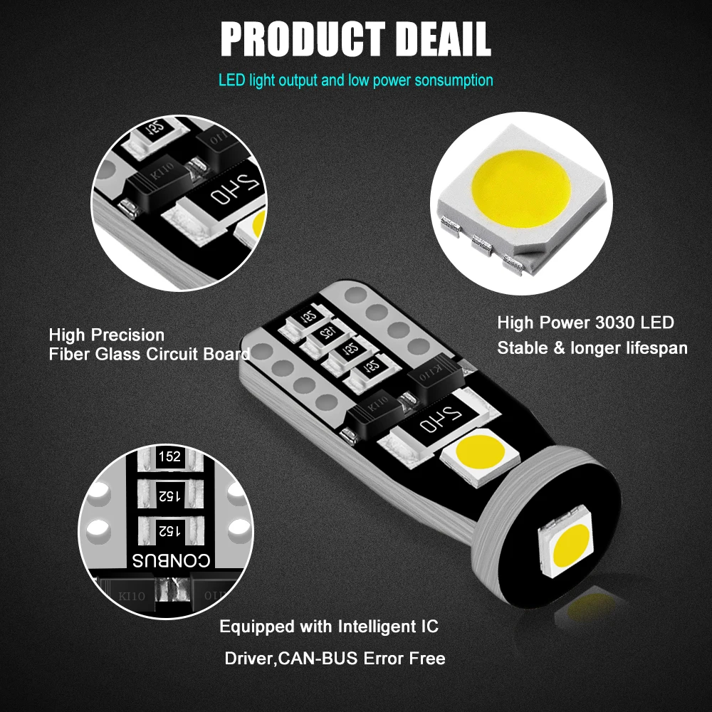 10 шт. автомобисветильник светодиодсветодиодный лампы 3SMD 5050 W5w 194 168|Сигнальная