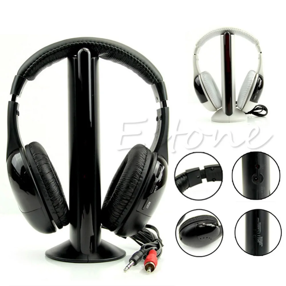 

Stylish 5 in 1 Hi-Fi Wireless Headset Headphone Earphone for TV DVD MP3 PC