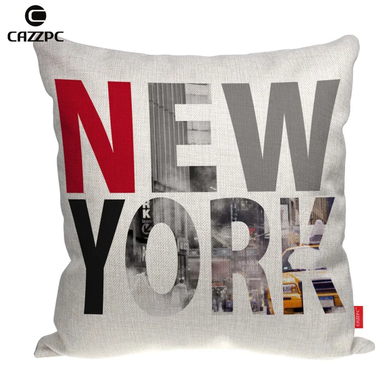 

New York Night Scenery Print Customized Linen Car Sofa Chair Decorative Throw Pillowcase Cushion Cover Home Decor