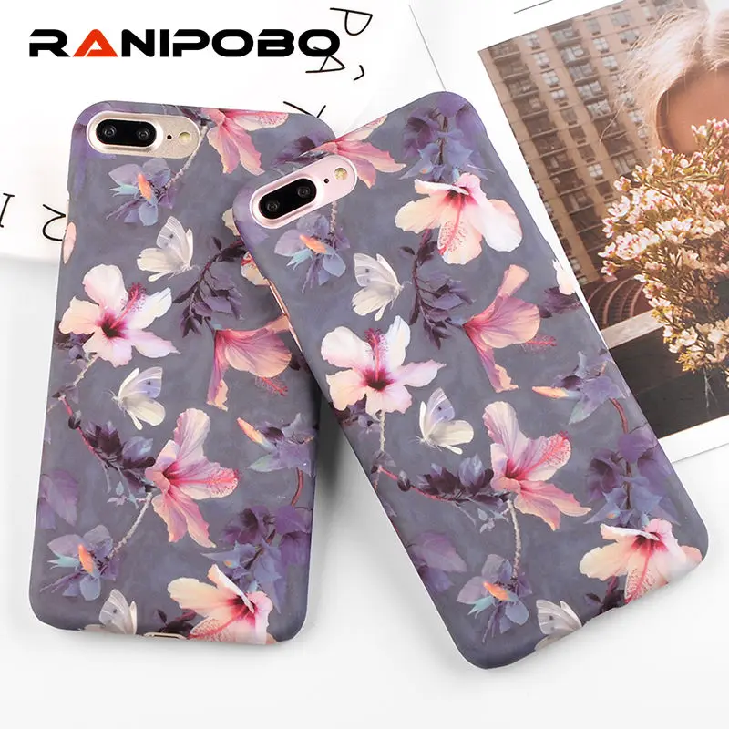 

Fashion Retro Floral Flowers Phone Case For iPhone X 5 5S SE 6 6S Plus 7 7Plus 8 8Plus Luxury Floral Hard PC Back Cover Shell
