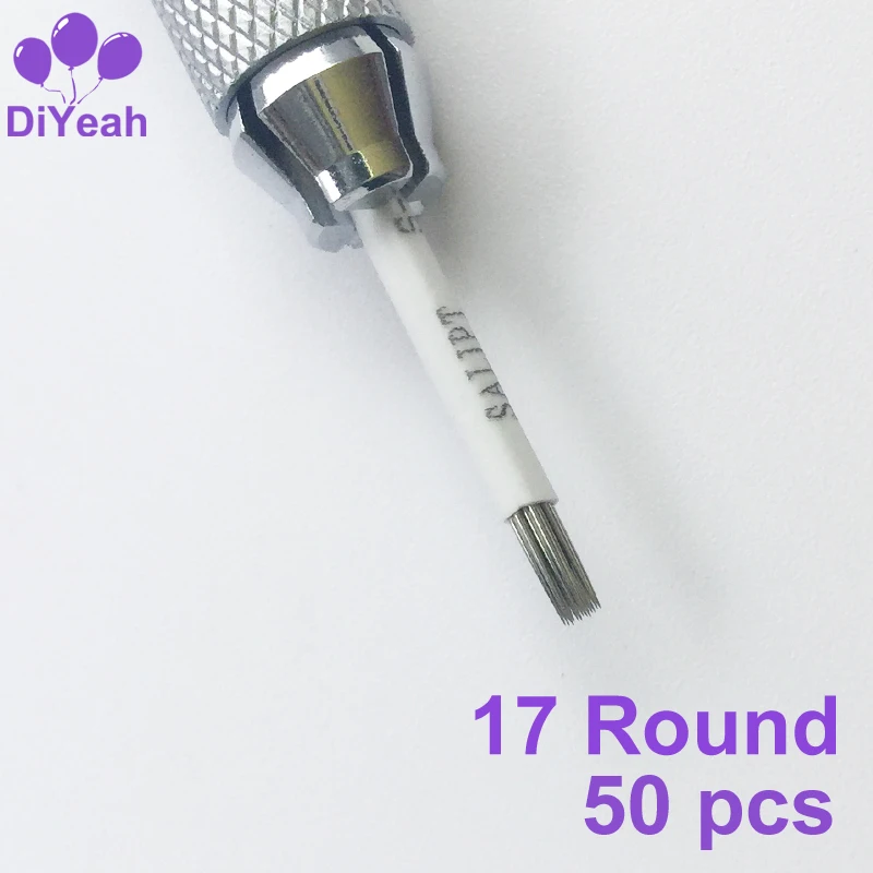 

50pcs 17 Round Needles for Manual Pen Semi Permanent Makeup Manual Fog Pen Needle R17 Microblading Fog Eyebrow Tattoo Pen Blades