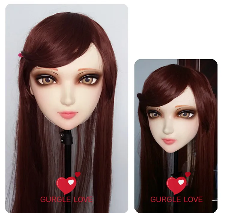 (GL005)Female Sweet Girl Resin Half Head Kigurumi BJD Mask Cosplay Japanese Anime Role Lolita Lifelike Real Mask Crossdress Doll