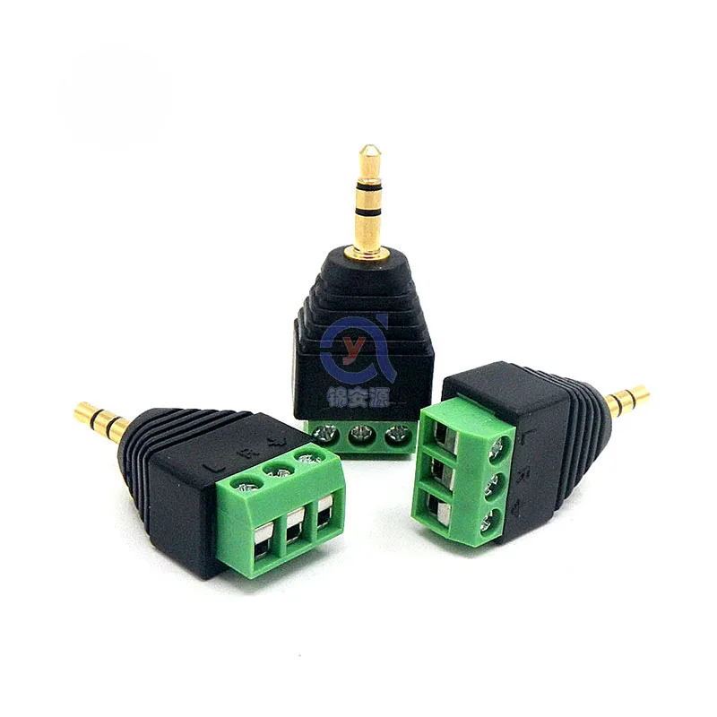 100pcs Jack 3 5mm Stereo Plug Connector Male Back end Screw Wiring Audio Headphone Plug Free Solder Joint Three Sections