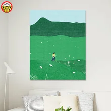 Da живопись король DIY Цифровая живопись, современный минимализм небольшой свежий пейзаж пастбища декоративная живопись декомпрессия