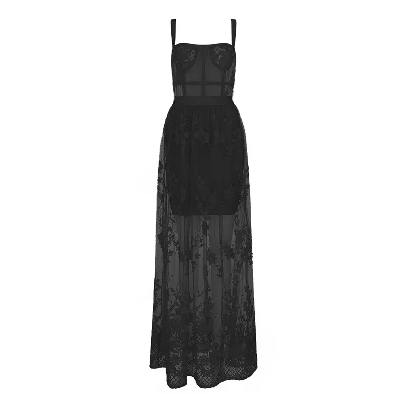 Высокое качество 4 цвета ремень кружева мода макси длинное платье Бандажное женское платье вечернее платье