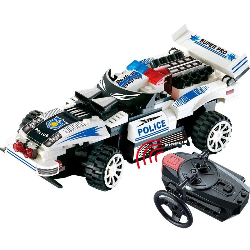 

RC Car Building Blocks Legoing Remote Control City Police Technic Tracer Mini Action Figures Plastic Bricks Toys For Boys drift