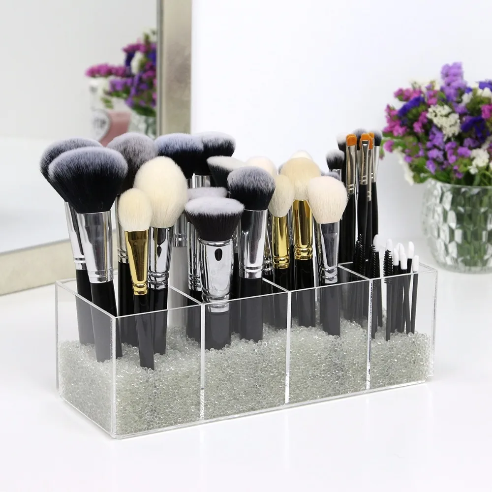 

2018 Aila New Brushes Organizer 5 Compartments Makeup Storage Box Crystal Makeup Tool Flashing Pencil Holder Lipstick Organizer