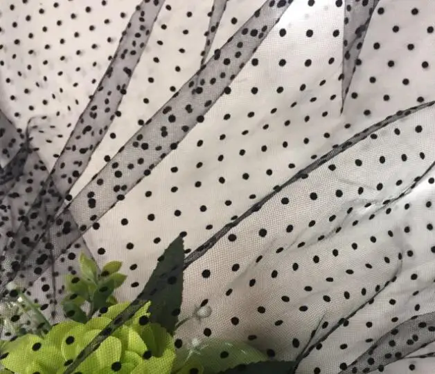 5 ярдов 1,5 метров ширина высокое качество горошек сердце гипюр кружева аксессуары из тканей одежда марля материал Тюль Свадебное кружево - Цвет: black mesh black dot