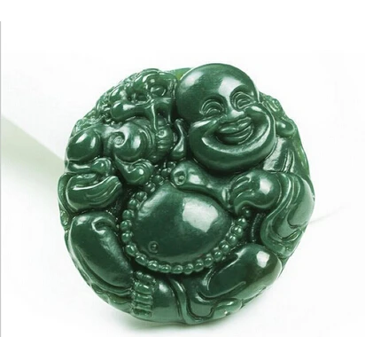 

Free shipping >>@>> hot sell Natural Green Hand-carved Chinese Hetian Jade Pendant - buddha