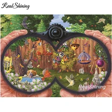 REALSHINING Камера лес, алмазная вышивка крестиком, квадратная Алмазная вышивка с Носорогом изготовленный на заказ Алмазная вышивка FS608