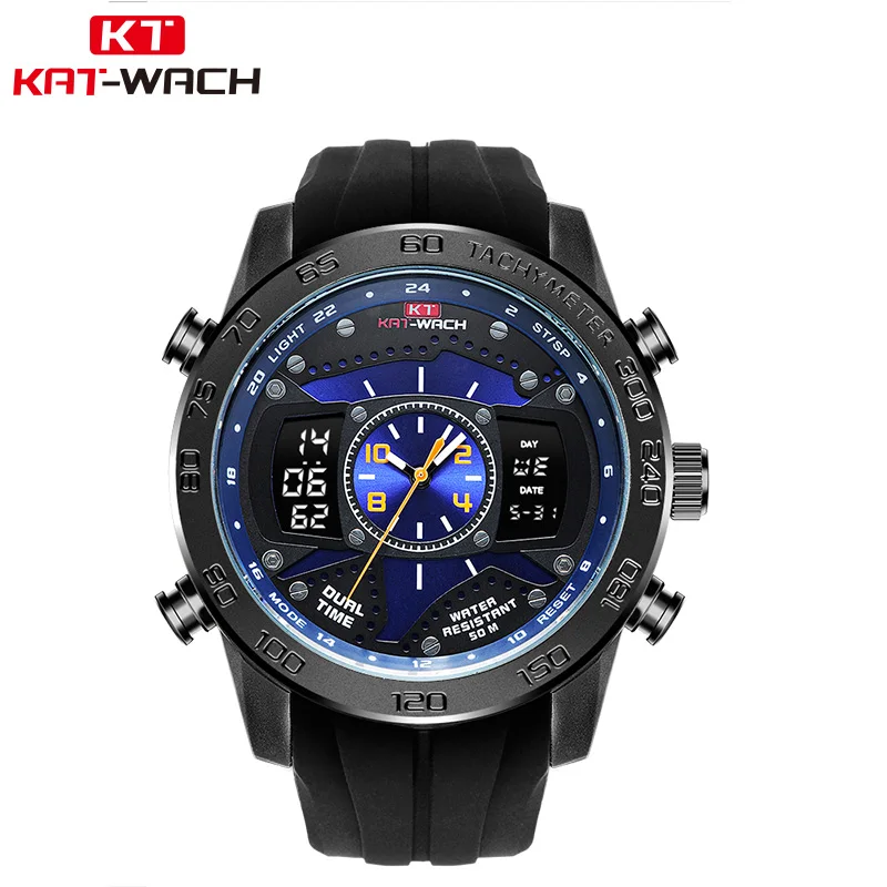 

KAT-WACH Fashion Men's Watches Military Watch Chronograph Analog Quartz Watch Men Waterproof Silicone Rubber Strap Wristwatch
