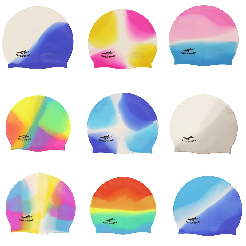 Горячая многоцветная силикон для взрослых плавающий ming cap частицы Антистатические волосы защита волос спорт плавательный бассейн эластичные шапочки