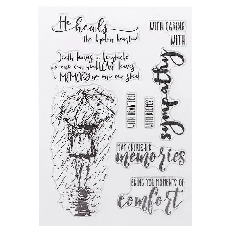 

PVC Stamp Seal Rainy Day Girl Fancy Font Patterns DIY Scrapbook Photo Album Card Diary Decor English Letters Clear Stamps