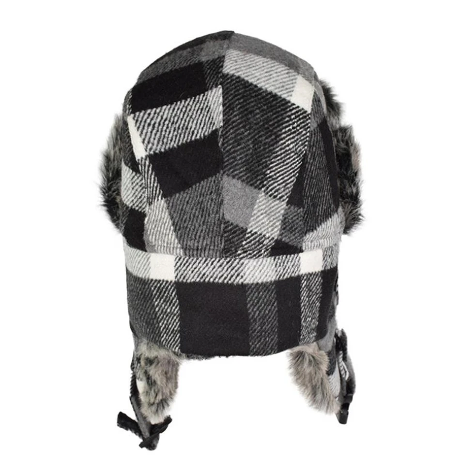 warmest bomber hat BUTTERMERE Winter Bomber Hat Women Men Grey Plaid Russian Ushanka Hats Warm Thick Ski Male Female Outdoor Earflap Trapper Hat leather bomber hats