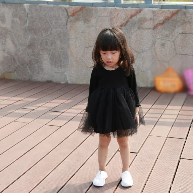 2016 Bebiesbaby White Lace Baby Girls Dress Long Sleeve Autumn Party Wedding Pink Dress 9M-3T Black Infant Kids Children's Dress (28)