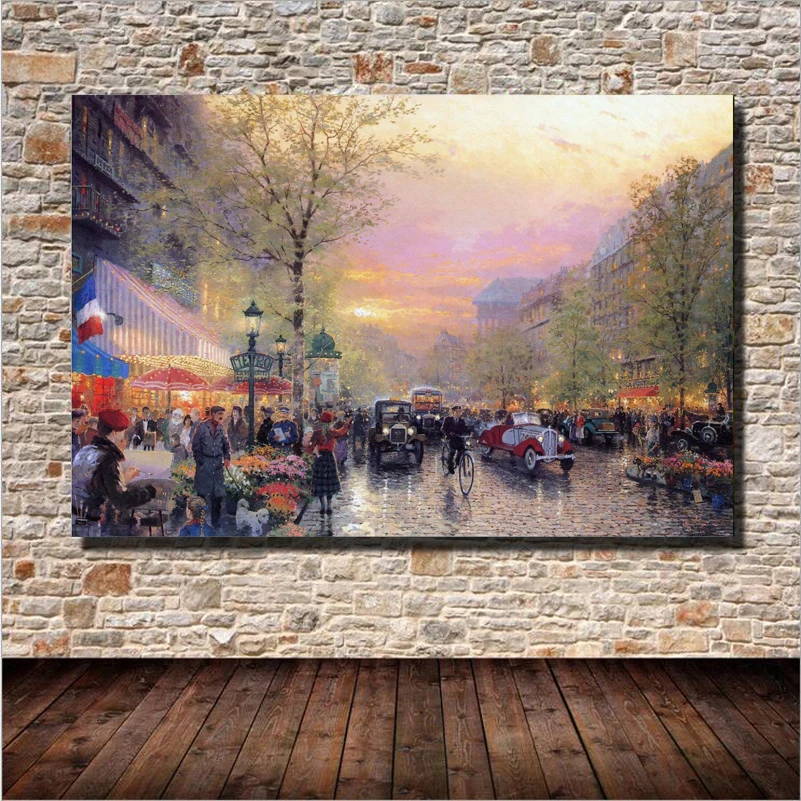 Europe City Street Famous Landscape Canvas Printing Wall Art Home