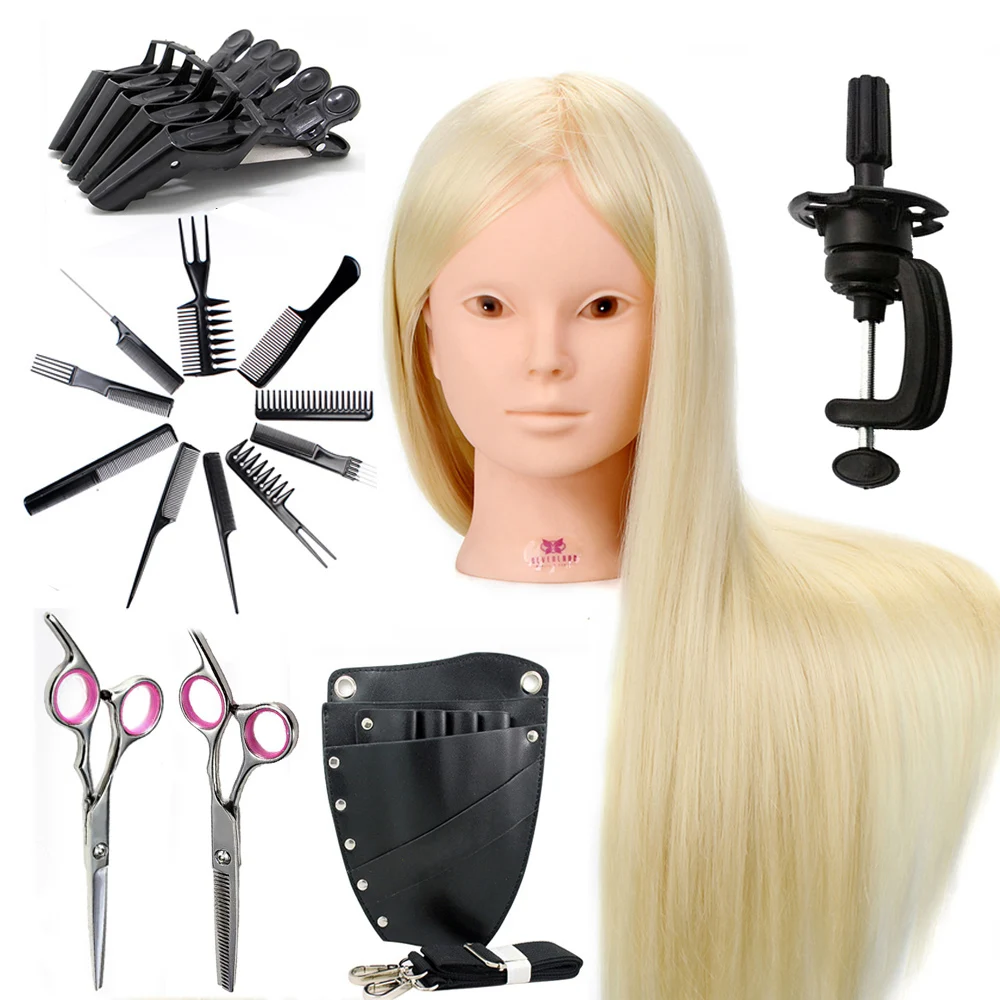 Blonde 50 Real Human Hair Mannequin Head For Makeup Practice With