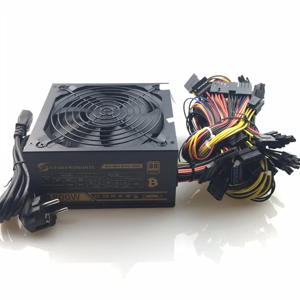 1800 Вт ATX 24pin PSU 1800 Вт эфириум ETH источник питания для R9 380 RX 470 RX480 6 GPU карты PC выключатель питания эфириум монета Биткоин