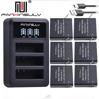 

6x AZ16 1 Battery AZ16-1 + LEDUSB3slots Charger + 6battery box For Xiaomi Yi 2 4K Yi 4K+ Yi360 VR Xiao Mi Yi Lite Action Cameras